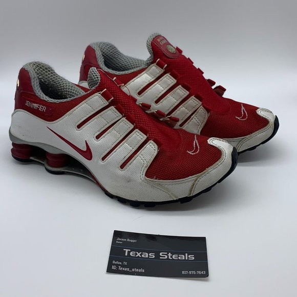 nike shox red white